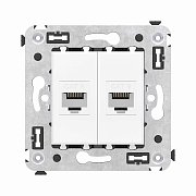 Розетка RJ-45 в стену, кат.6E, Avanti, двойная, белое облако (4400694) / Розетка компьютерная